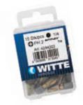 Биты BITFLEX TIN для винтов Pozidriv, PZ 2 x 25 мм, в пластмассовом боксе (15 шт.) WITTE 428446